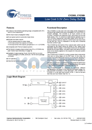 CY2305SI-1H datasheet - Low Cost 3.3V Zero Delay Buffer