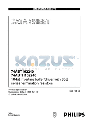 BT162240DL datasheet - 16-bit inverting buffer/driver with 30ohm series termination resistors