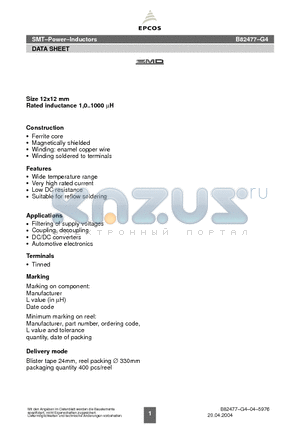 B82477-G4104-M datasheet - SMT-Power-Inductors