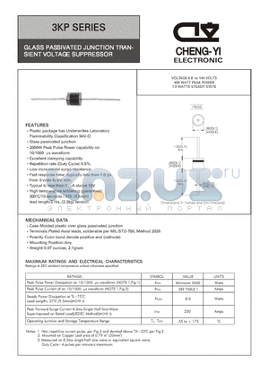 3KP170A datasheet - GLASS PASSIVATED JUNCTION TRANSIENT VOLTAGE SUPPRESSOR
