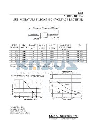 BT1776-60 datasheet - SUB-MINIATURE SILICON HIGH VOLTAGE RECTIFIER