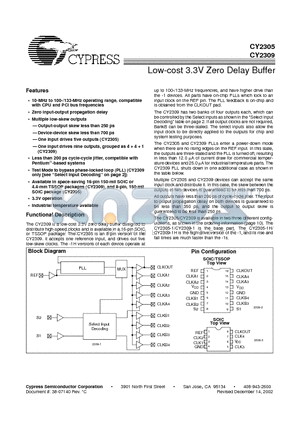 CY2305ZC-1 datasheet - LOW-COST 3.3V ZERO DELAY BUFFER