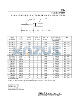 BT588-170 datasheet - SUB-MINIATURE SILICON HIGH VOLTAGE RECTIFIER