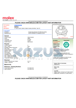 0358432235 datasheet - PT Bulb Socket, Sealed, Single Housing Assembly, Type EC