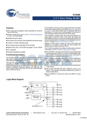 CY2308SI-1T datasheet - 3.3 V Zero Delay Buffer