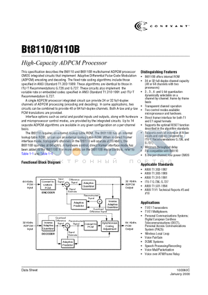 BT8110EPJ datasheet - High-Capacity ADPCM Processor