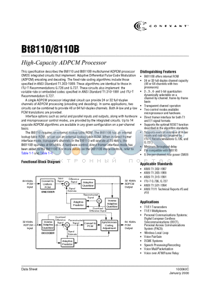 BT8110B datasheet - High-Capacity ADPCM Processor