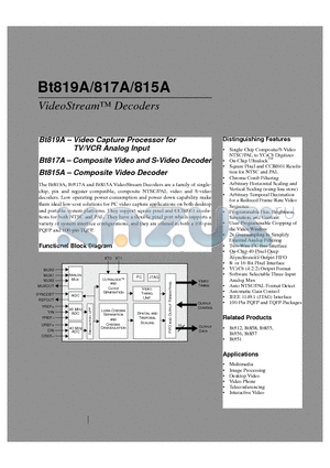 BT817A datasheet - VideoStream Decoders