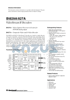 BT827A datasheet - VideoStream DECODER