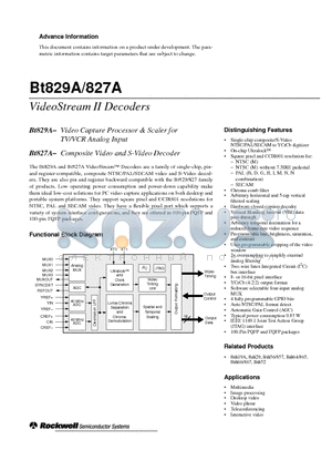 BT827AKRF datasheet - VideoStream DECODER