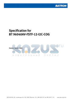 BT96040AV-FSTF-12-12C-COG datasheet - Specification of LCD Module Type
