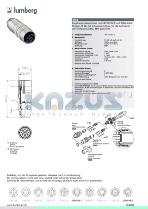 036003 datasheet - Rundsteckverbinder mit Schraubverschluss nach IEC 60130-9 und AISG-Spezifikation, IP 68