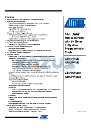 AT90PWM3_08 datasheet - 8-bit Microcontroller with 8K Bytes In-System Programmable Flash