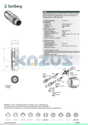 0365 datasheet - Rundsteckverbinder mit Schraubverschluss nach IEC 60130-9 und AISG-Spezifikation, IP 68