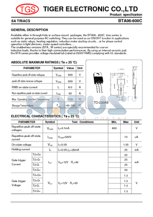 BTA06-600C datasheet - 6A TRIACS