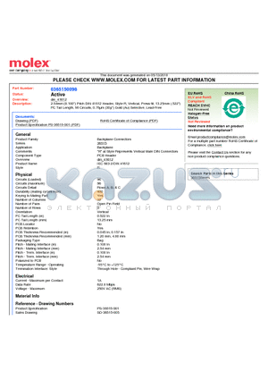 0365150098 datasheet - 2.54mm (0.100