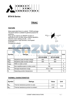 BTA16 datasheet - TRIAC