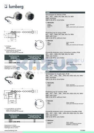 0381 datasheet - Schutzkappe fur Stecker, IP 68