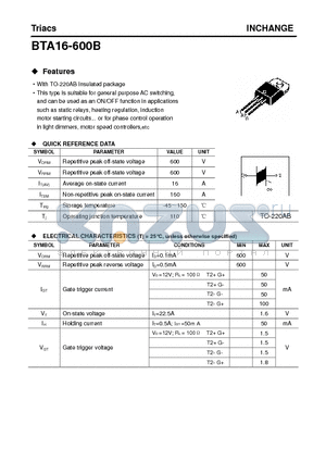 BTA16-600B datasheet - Triacs