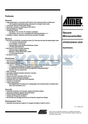 AT90SC6464C-USB datasheet - Secure Microcontroller