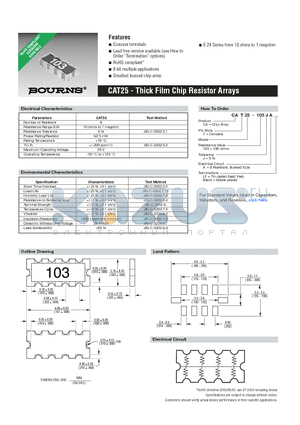 CAT25-103A datasheet - Thick Film Chip Resistor Arrays