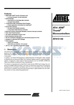 AT91C140_05 datasheet - AT91 ARM Thumb Microcontrollers