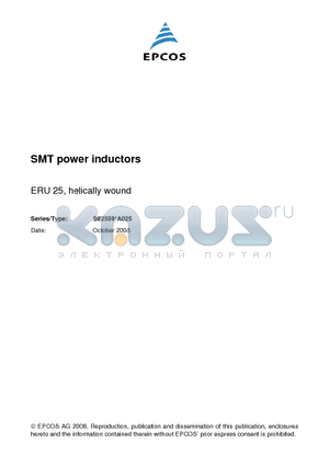 B82559-A025 datasheet - SMT power inductors ERU 25, helically wound