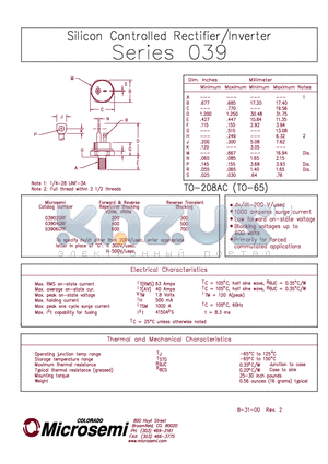 03904GRF datasheet - Silicon Controlled Rectifier / Inverter