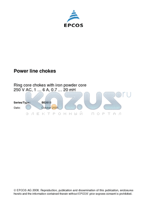 B82615B2102M001 datasheet - Power line chokes