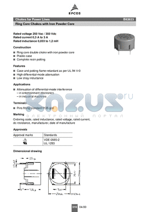 B82623 datasheet - Chokes for Power Lines