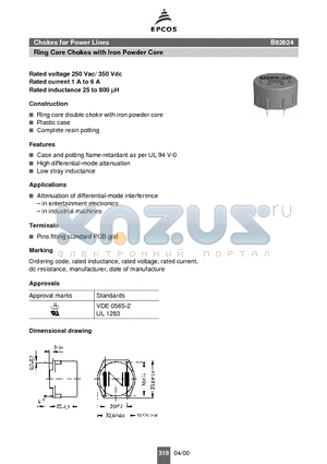 B82624-B2302-N1 datasheet - Chokes for Power Lines