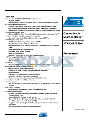 AT91CAP7S450A datasheet - Customizable Microcontroller