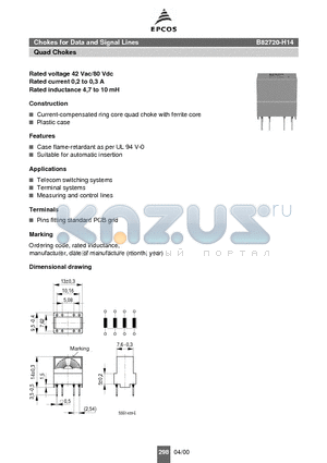 B82720-H14-A16 datasheet - Chokes for Data and Signal Lines