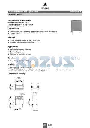 B82720-H15 datasheet - Chokes for Data and Signal Lines