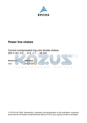 B82720H0014A013 datasheet - Data and signal line chokes