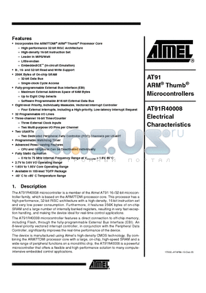 AT91R40008 datasheet - AT91 ARM Thumb Microcontrollers