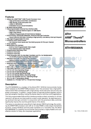 AT91M55800A datasheet - ARM Thumb Microcontrollers