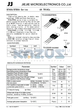 BTB06-800B datasheet - 6A TRIACs