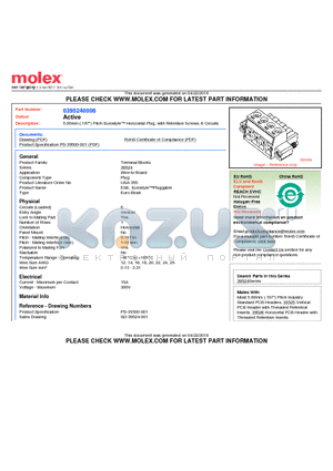 0395240006 datasheet - 5.00mm (.197