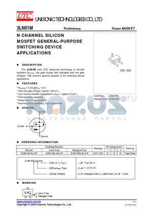 3LN01M datasheet - N CHANNEL SILICON MOSFET GENERAL-PURPOSE SWITCHING DEVICE APPLICATIONS