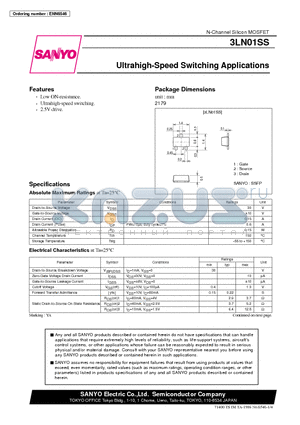 3LN01SS datasheet - Ultrahigh-Speed Switching Applications