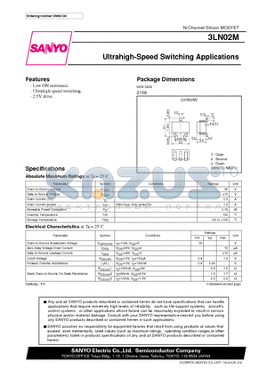 3LN02M datasheet - Ultrahigh-Speed Switching Applications