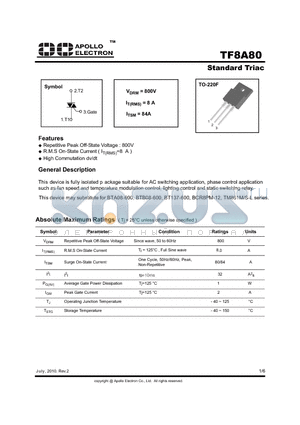 BTB08-600 datasheet - Standard Triac