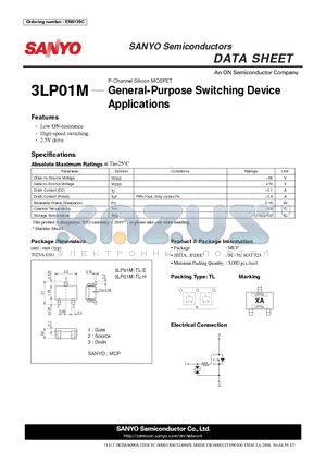3LP01M-TL-E datasheet - General-Purpose Switching Device Applications
