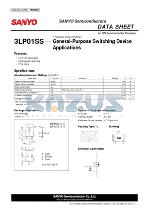 3LP01SS datasheet - General-Purpose Switching Device Applications
