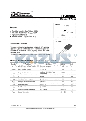 BTB24-600 datasheet - Standard Triac