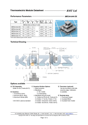 3MC04-044-05 datasheet - Thermoelectric Module