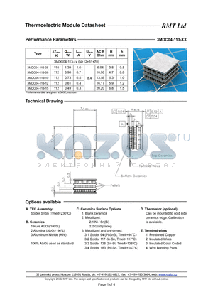 3MDC04-113-15 datasheet - Thermoelectric Module