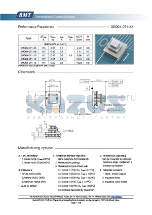 3MD04-071-12 datasheet - Blank ceramics (not metallized) Metallized (Au plating) Blank, tinned Copper