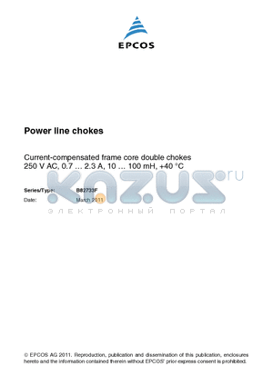 B82733F2122B001 datasheet - Current-compensated frame core double chokes